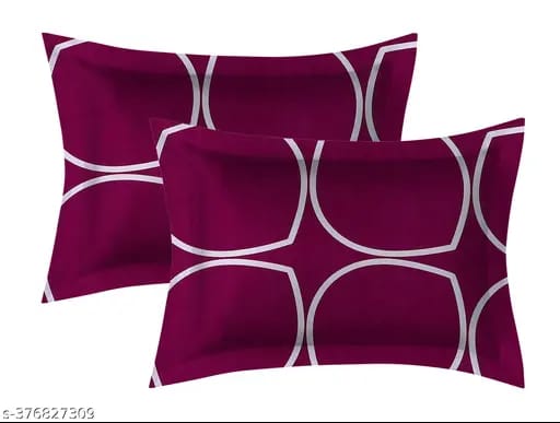 Super Soft Glace Cotton All Round Elastic Fitted Double Bed Bedsheet with 2 Pillow Covers-72x78x8